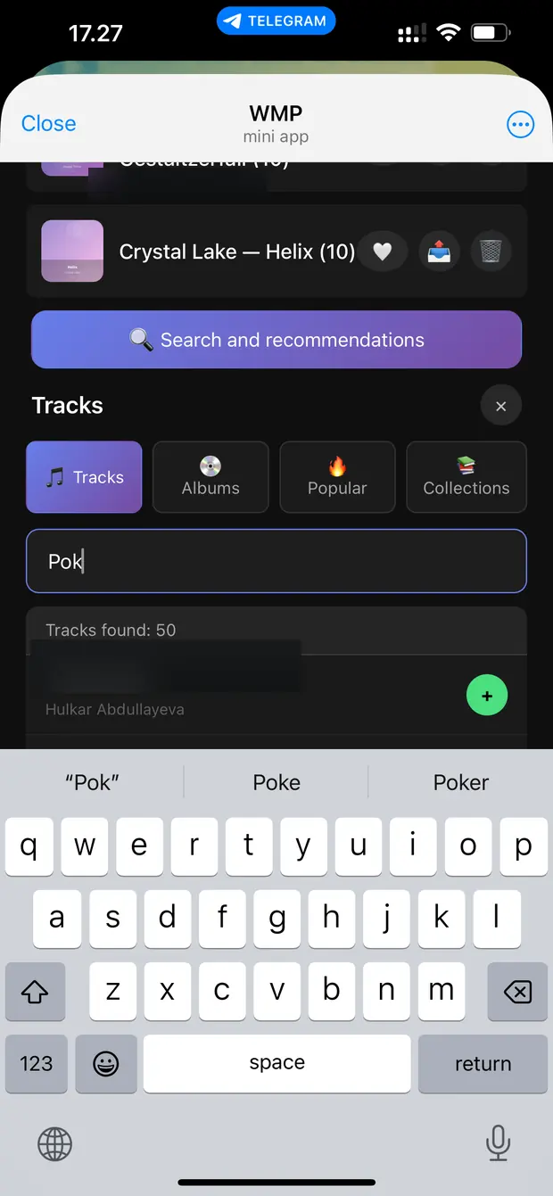 Поиск и рекомендации WMP Mini App
